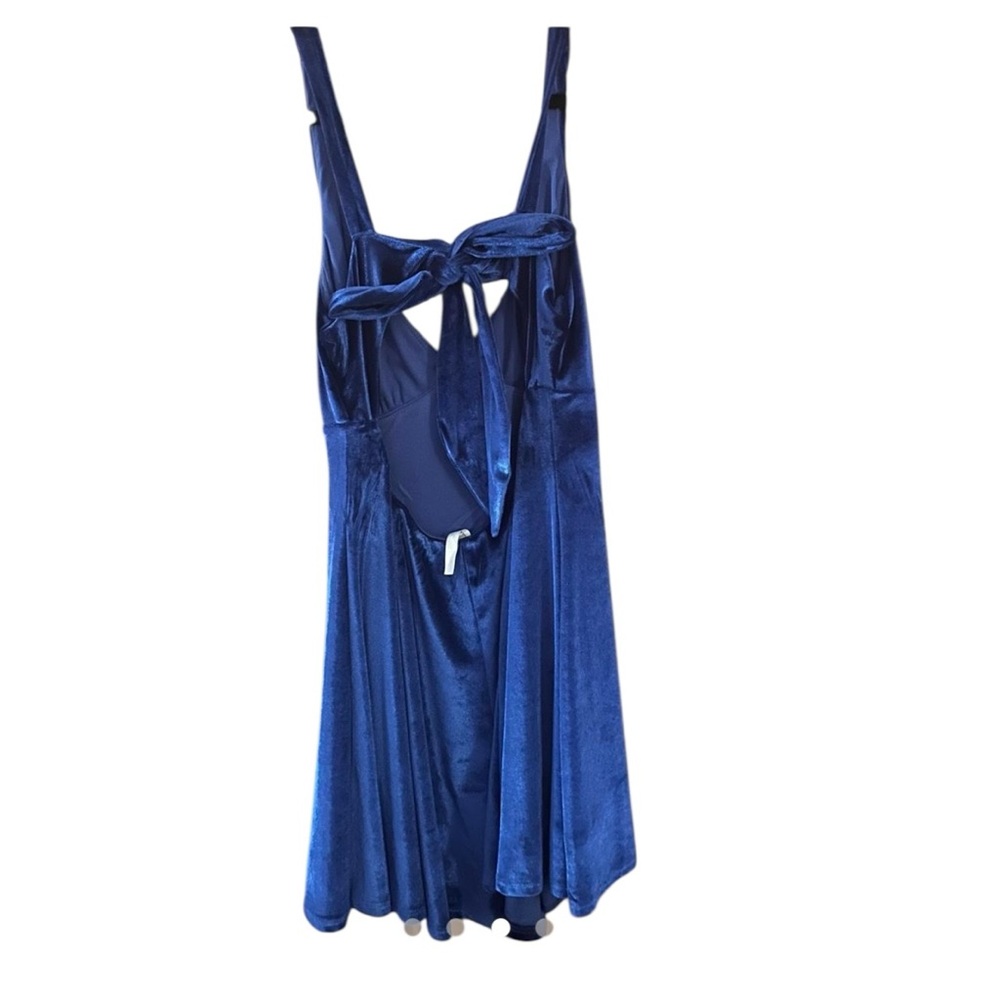 Lucy in the Sky Sherice Blue Velvet Mini Dress Homecoming Small - Picture 3 of 4